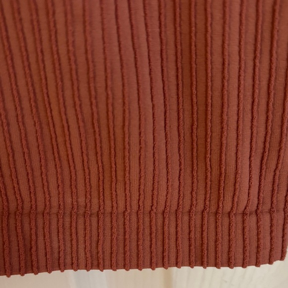 Free People Ribbed Top with Lace Sleeves in Terra Cotta - Picture 4 of 6